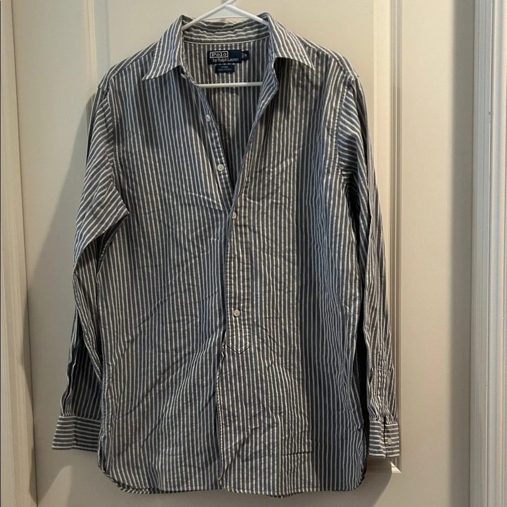 Polo by Ralph Lauren Shoal Navy/White Striped Button Down Shirt long sleeves M